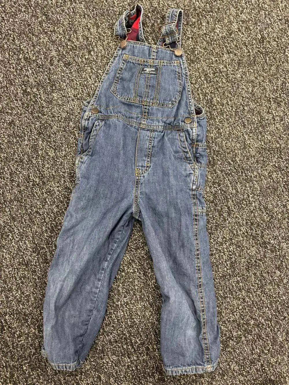 OshKosh B'gosh Toddler Boys Flannel-Lined Denim Overalls Size 5T